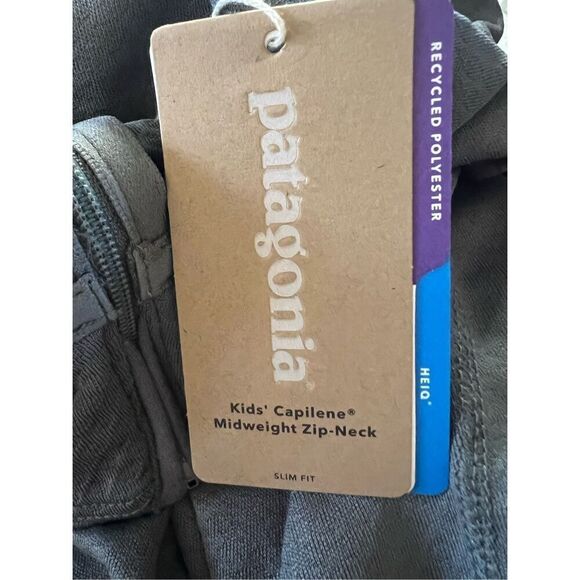 Patagonia Kid's Gray Baselayer Capilene Midweight Zip Neck Pullover Small NWT - Picture 5 of 6